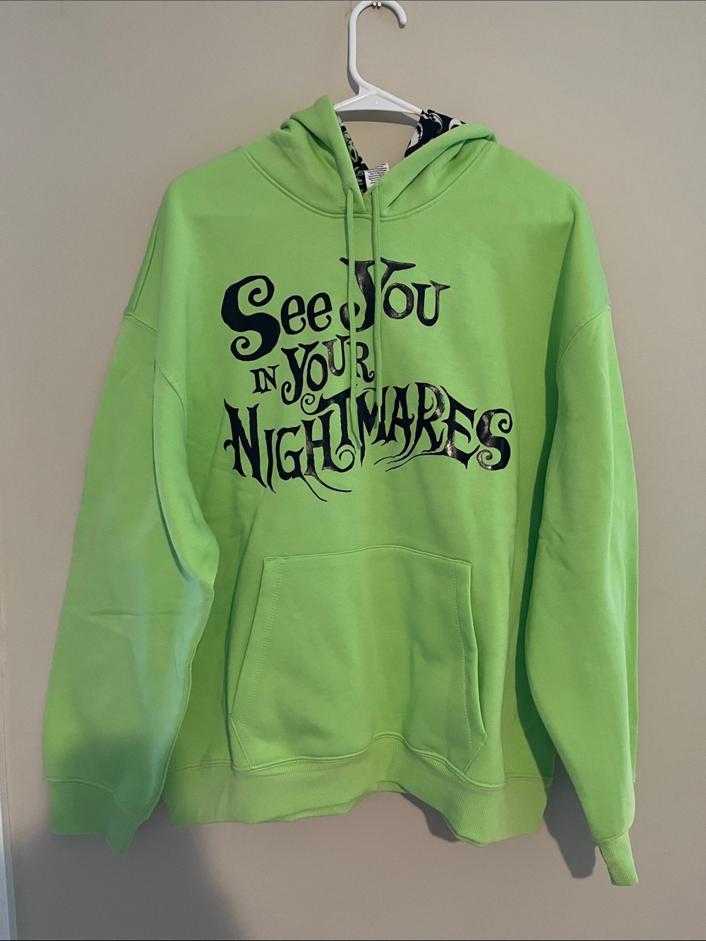Disney Lime Green Crewneck Hoodie with Black Graphic
